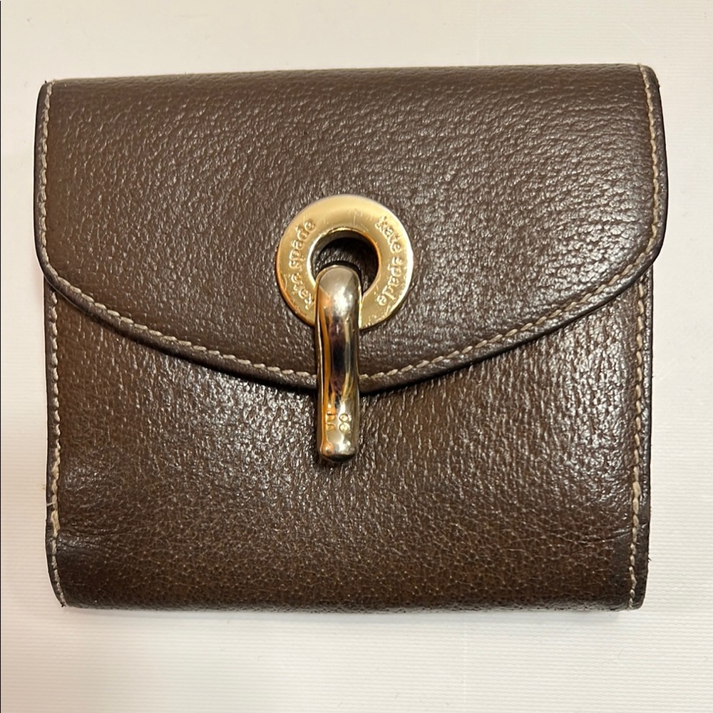 Kate Spade Brown Leather Wallet with Gold Accent